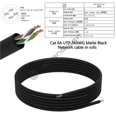 Cat6A UTP 24AWG Matte Black Bespoke